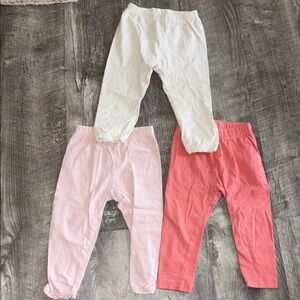 Lot of 3 Baby GAP Kids' Cream and Coral Leggings 12-18M